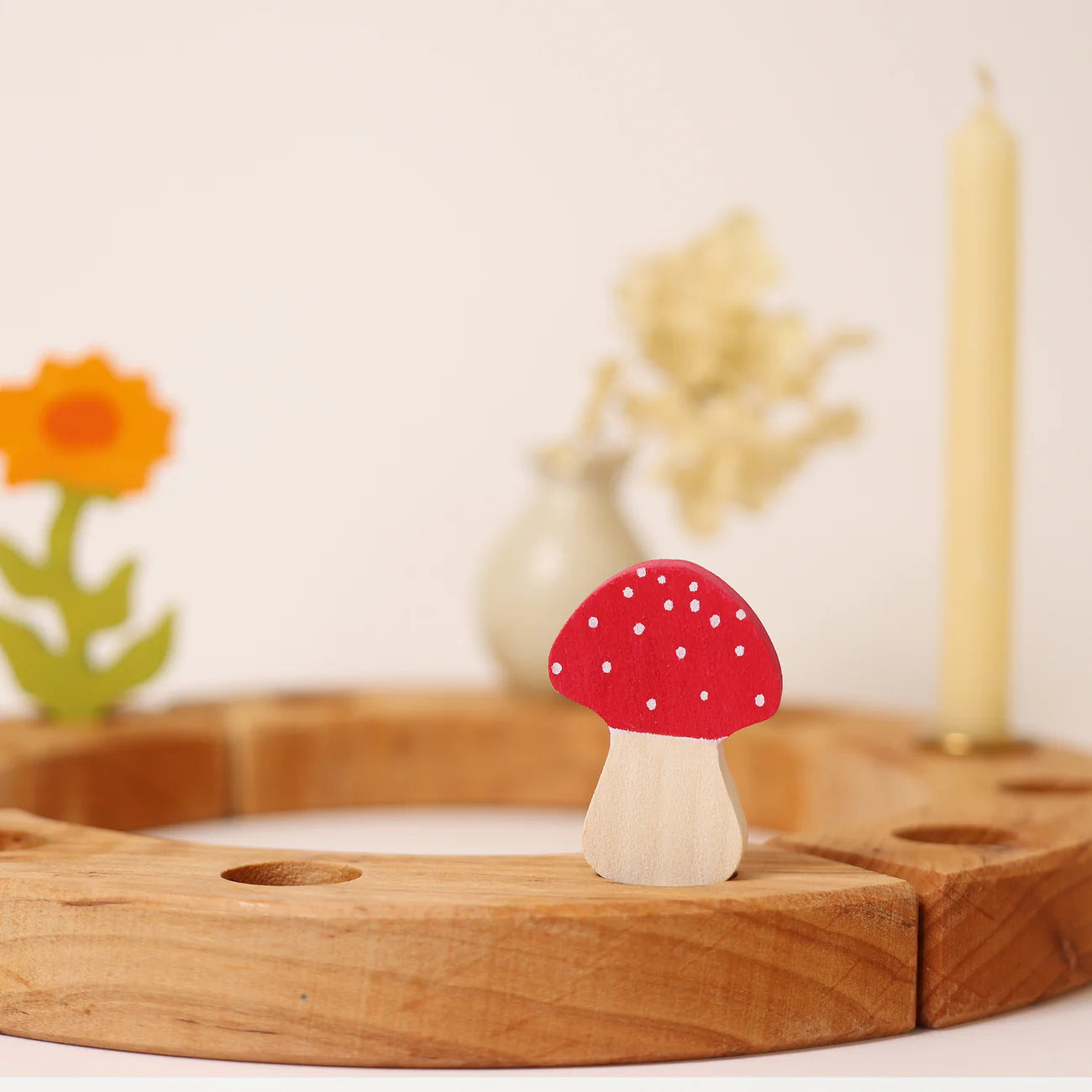 GRIMM’S | Houten jaarring steker | Vliegenzwam