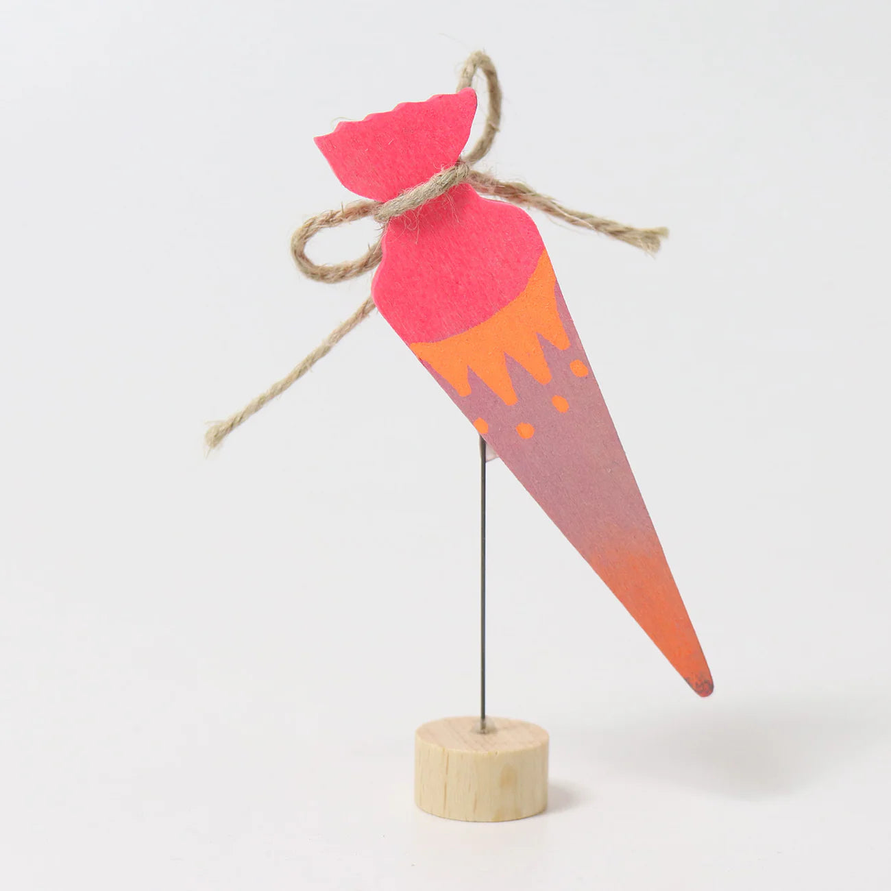 GRIMM’S | Houten jaarring steker | School cone (roze)