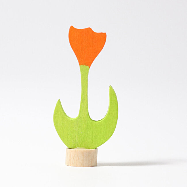 GRIMM’S | Houten jaarring steker | Tulp (oranje)