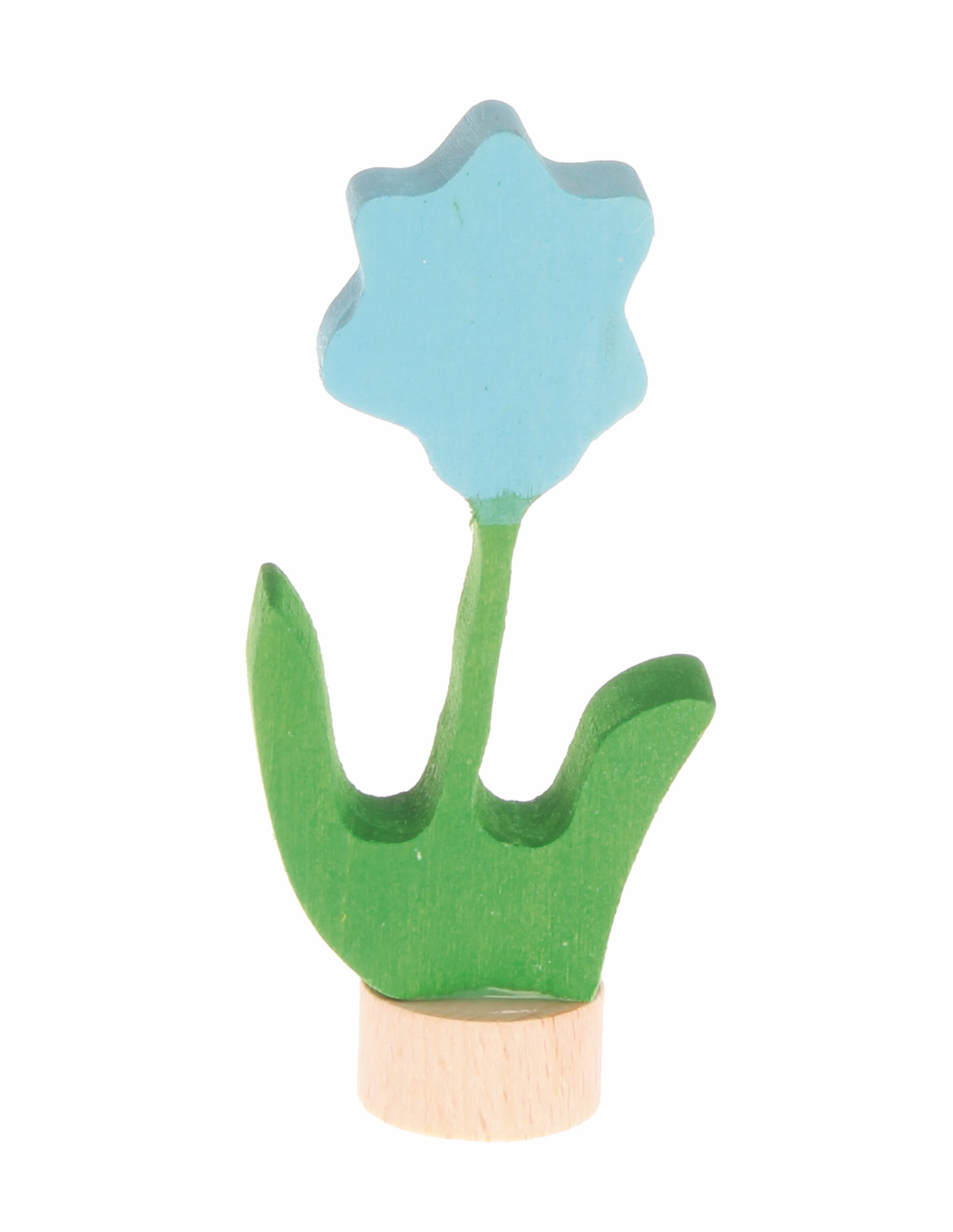 GRIMM’S | Houten jaarring steker | Bloem (blauw)