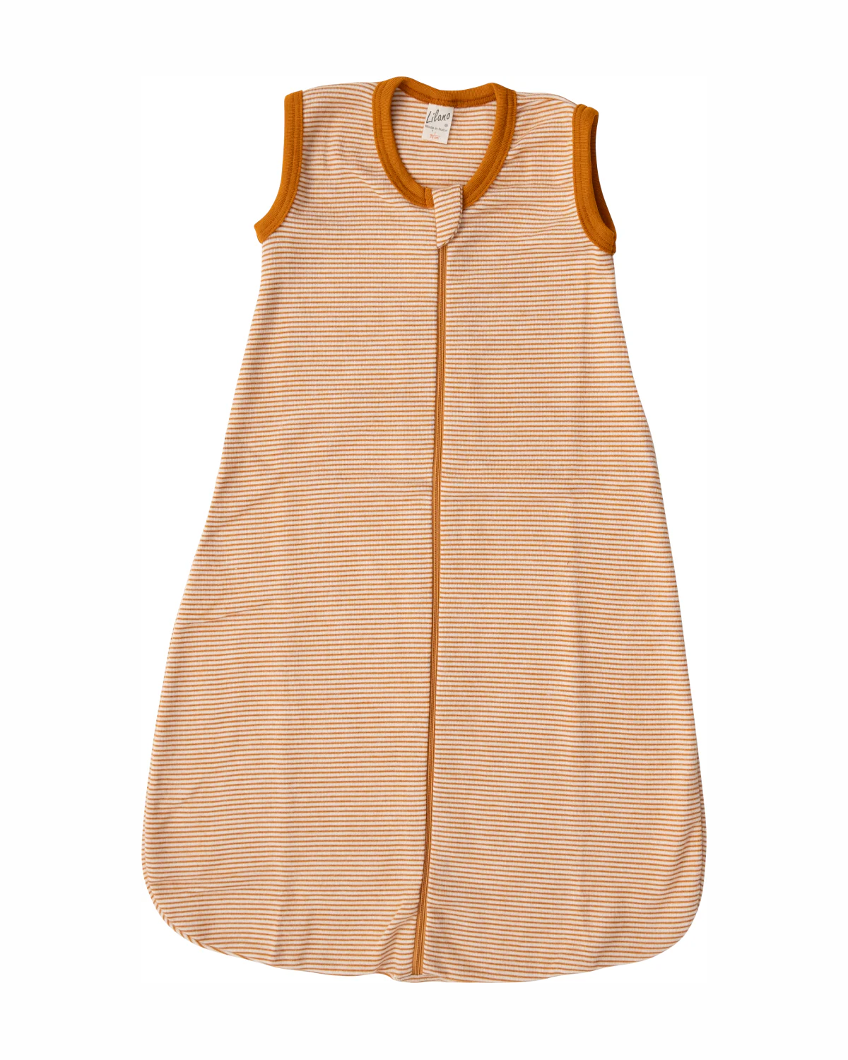 LILANO | Slaapzak mouwloos (70% wol, 30% zijde) | Curry stripe