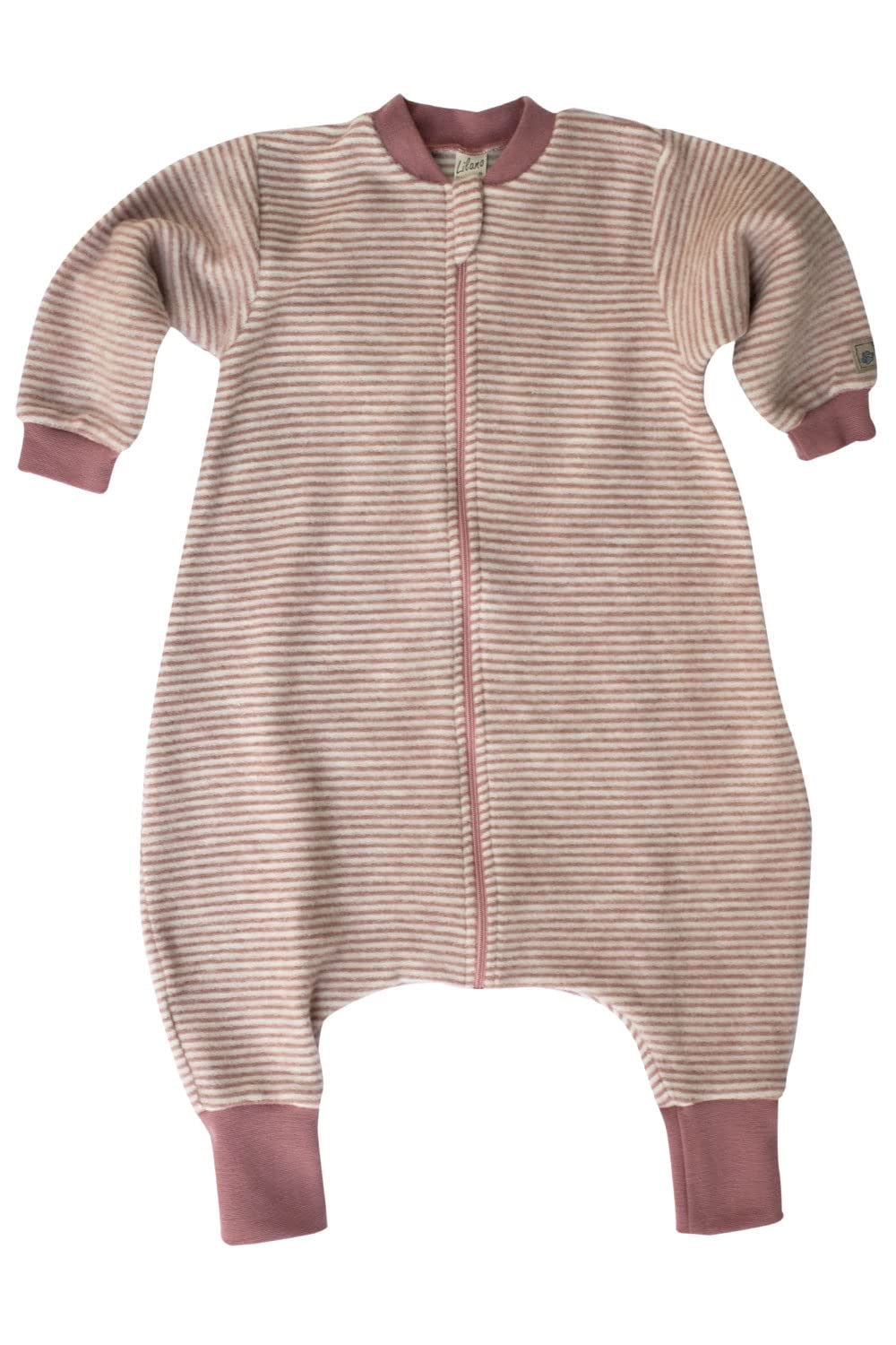 LILANO | Slaapzak wolfleece met voeten | Mauve striped