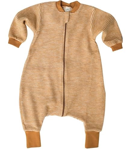 LILANO | Slaapzak wolfleece met voeten | Curry striped
