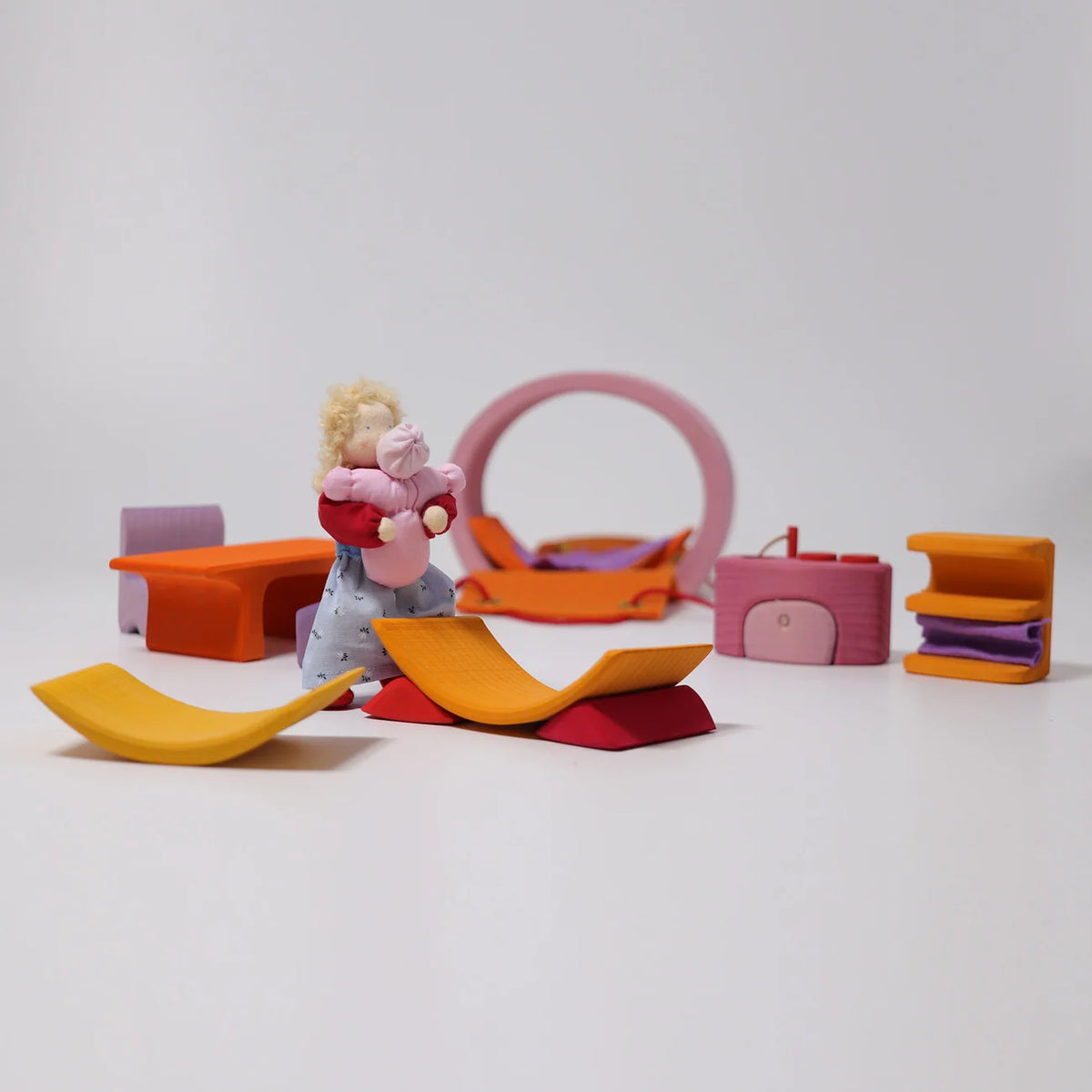 Grimm's | poppenhuis klein, roze-oranje